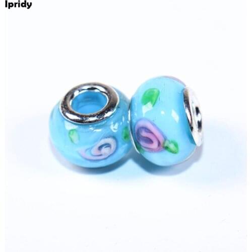 10*14 mm European Murano Glass Beads Color Large Hole Spacer Beads Fit For Charms Bracelet 10pcs/lot