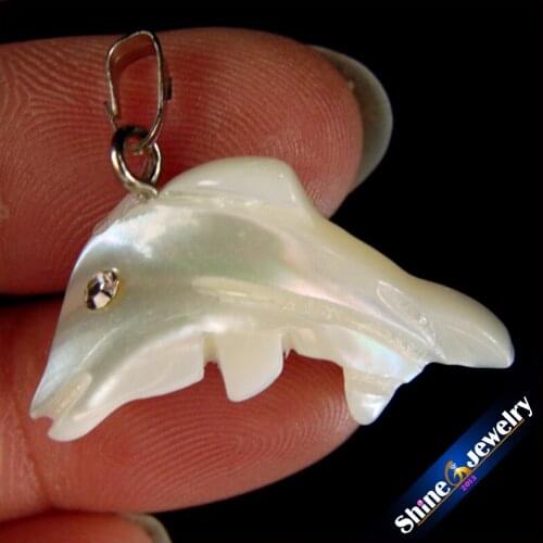 10PCS Carved Dolphin Natural Gold / Silver-Color Plating Shell Charm Necklace Women Pendant DIY Jewelry Making Beads New Collier