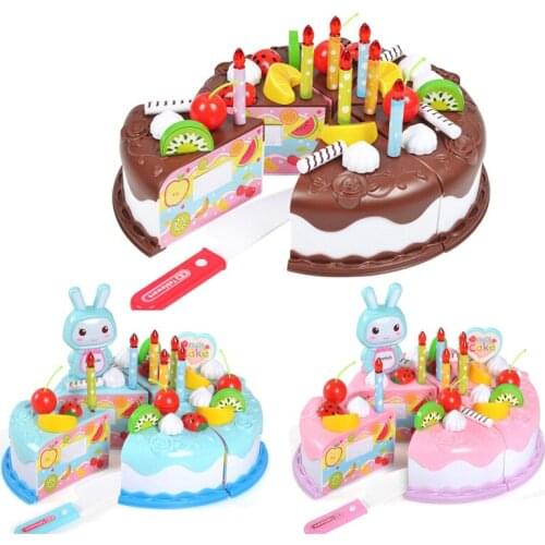 37pc DIY pretend to cut fruits and cut and cut birthday toys, kitchen toys, cakes, food, childrens plastic puzzle baby gifts