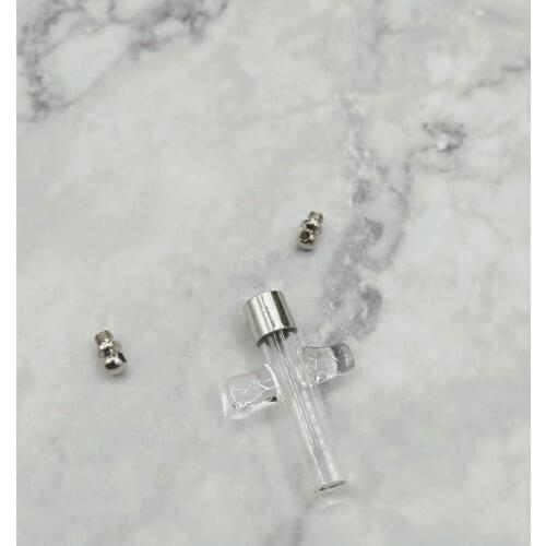 5pcs/lot SCREW CAP Cross glass vial pendant Miniature Wish Bottle necklace clear perfum oil charm name on rice art bottles vial