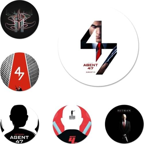 58mm movie agent 47 hitman logo poster Icons Pins Badge Decoration Brooches Metal Badges For Backpack Decoration