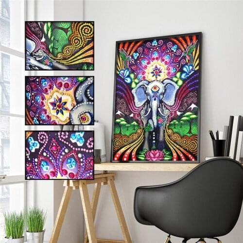 DIY Diamond Painting Shaped Diamond Elephant Flower Diamond Embroidery Painting Sticker Cross Embroidery Mosaic Decoration