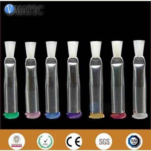 Free Shipping 10Pcs Pneumatic Fittings 18G-27G Dia 3mm Flat Brush Liquid Glue Dispensing Syringes Needle Soft White Brush Tip