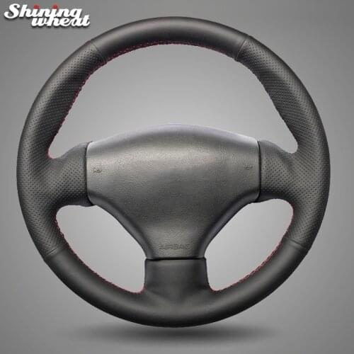 Shining wheat Black Artificial Leather Car Steering Wheel Cover for Peugeot 206 1998-2005 206 SW 2003-2005 206 CC 2004 2005