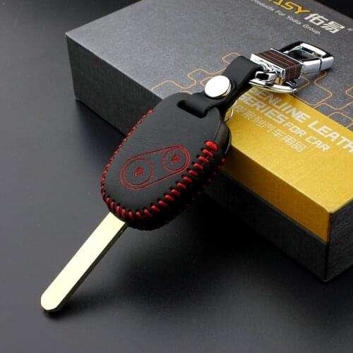 Luckeasy key chain for honda jazz civic 2006 2008 2009 fit 2004-2011 Genuine Leather bag wallet holder car key cover key2a