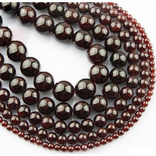 15"(38cm) Strand Round Natural Garnet Stone Rocks 4mm 6mm 8mm 10mm 12mm Beads for Jewelry Making DIY Bracelet Findings