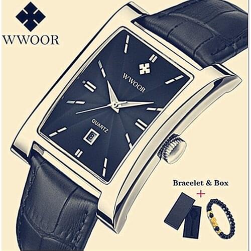 Brand WWOOR Watch Men Waterproof Leather Date Quartz Watches Mens Casual Dress Man Wrist Watches Relogio Masculino dropshipping