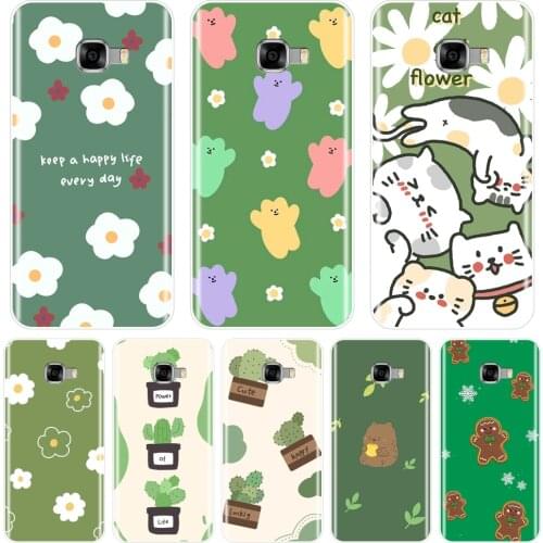 Case For Samsung Galaxy C5 C7 C9 Pro Case Silicone Flower Daisy Green Cactus Back Cover For Samsung Galaxy C5 C7 C8 Phone Case