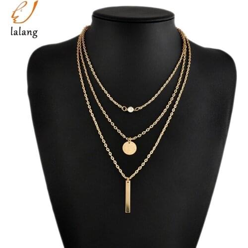 Bar Sequin Necklace for Women Short Fine Clavicle Chain Necklace 2020 New Fashion Jewery Choker Collares 3 Layer Metal Geometric