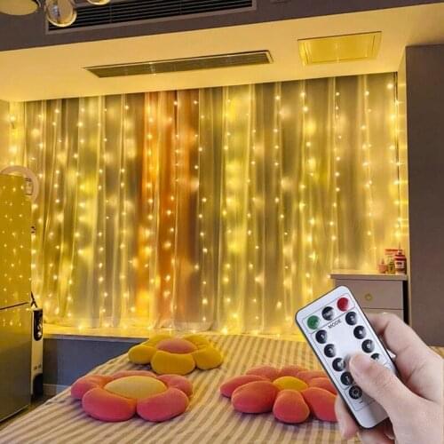 Curtain String Lights Christmas Garland LED Fairy Lights Remote Control Home Decor New Year 2022 Christmas Decorations for Home
