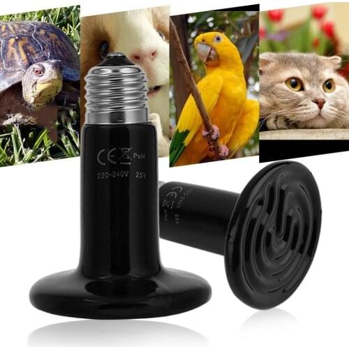 HOT 25W/50W/100W Pet Heating Light Bulb Infrared Black Ceramic Emitter Heat Lamp Bulb For Reptile Animals Heater Brooder