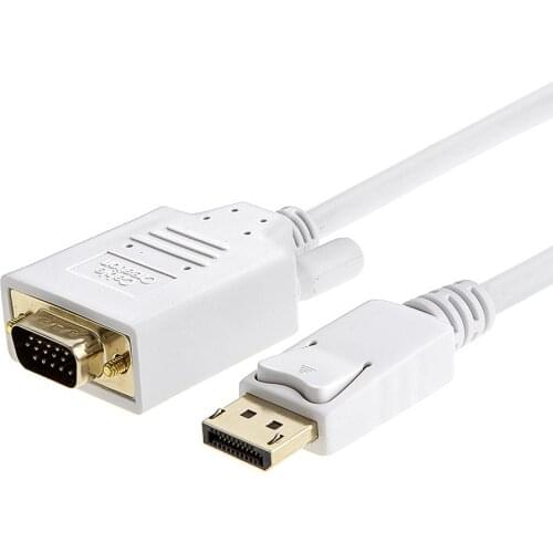 DP to VGA Cable. 6FT Displayport to Vga Cable Gold Plated Standard DP Male to VGA Male Cable Black/ White Color