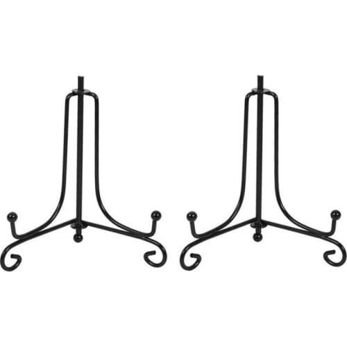 Quality (2 Pack)Iron Display Stand, Black Iron Easel Plate Display Photo Holder Stand, Displays Picture Frames, Cookbooks, Decor