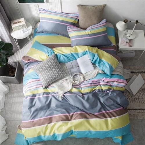 Simple Style Line Bedding Set Little Duvet Cover Set Pillowcase Home Textiles 2/3pcs Bed Linen King Queen Size Dropship