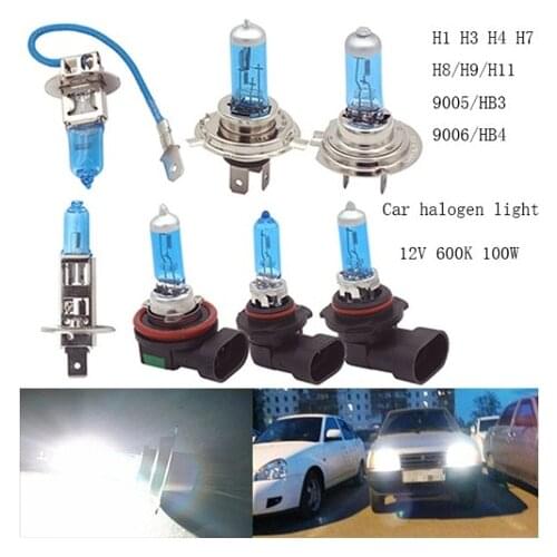 2pcs H1 H3 H4 H7 H11 HB3 9005 100W 6000K Super Bright White car light halogen lamp bulb Car Styling Headlight Fog Lights