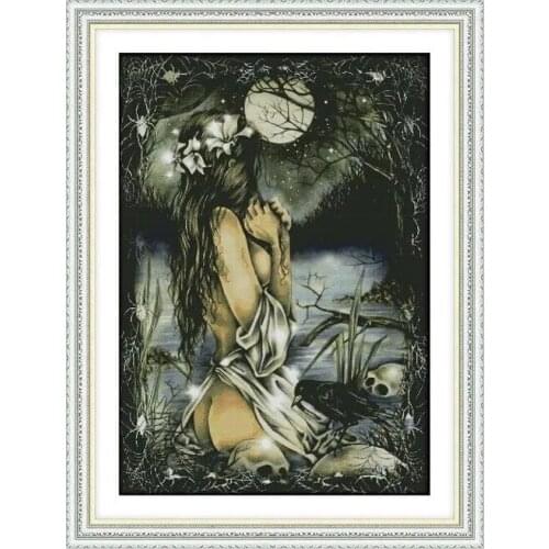 Woman in the Moonlight Cross Stitch Kits Top Quality Embroidery Sewing kit Needlework DIY 14CT Unprinted Decor Handmade