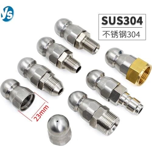 Stainless Steel 1/4" 3/8″ 1/2″ BSP High Pressure Washer Drain Hose Nozzle Sewer Cleaning Jetter Nozzles for Spray Cleaning Tools