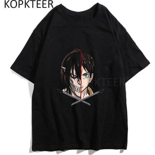 Attack on Titan Anime T-shirts Harajuku Print Ulzzang Men Women T-Shirt Men Loose Cotton Streetwear O Neck Short-Sleeved Tops
