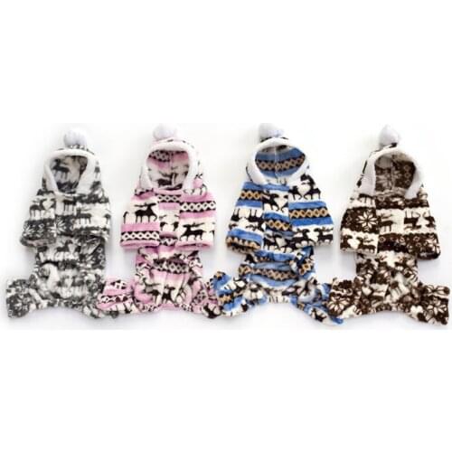 Autumn And Winter Fashionable Warm Pet Clothes Costume For Pets Small And Medium Dogs Cute Printing Flannel 4-legged Clothes