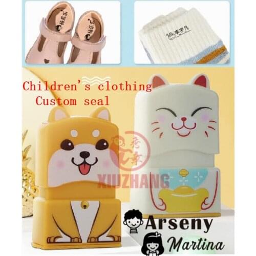 DIY Custom cute kitten stamp baby children teacher cartoon kindergarten name student clothes non-fading small animal inking seal