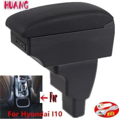 For Hyundai I10 Armrest Box Styling Dcoration Accessories Armrest Center Storage Box With USB LED light Dual Layer Large Space