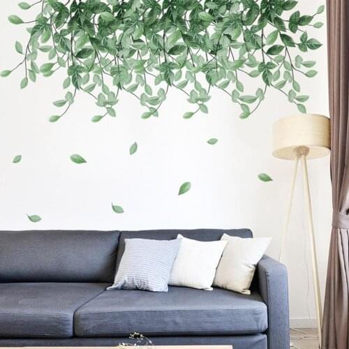 2Pcs Leaves Pattern Self Adhesive Removable Wall Sticker Bedroom Background Decal DIY Home Wall Decoration Posters