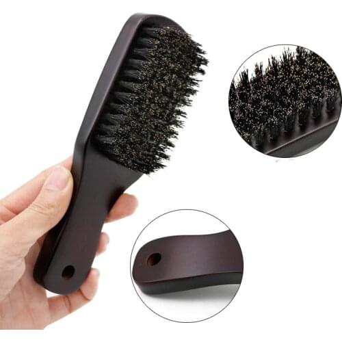 Men Boar Bristle Mustache Portable Brush Wood Handle Mens Beard Brush Comb Facial Beard Cleaning Styling Brush