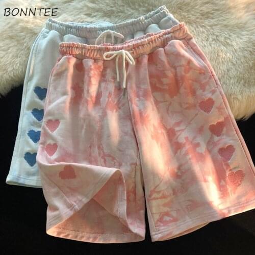 Shorts Women Simple Embroidery All-match Summer Tie Dye Fashion 2021 Student Drawstring Korean Style Loose Lovely Graphic Ladies