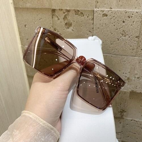 Vintage Brand Designer Women Square Oversized Sunglasses Men Transparent Gradient Sun Glasses Big Frame Eyewear UV400 oculos