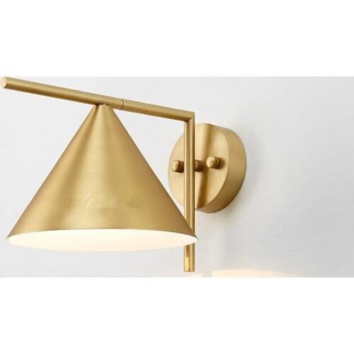 Modern simple design copper texture lampshade living room bedroom corridor fashion wall lamp