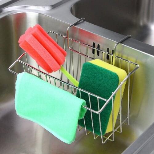 Stainless Steel Kitchen Sponge Rack Storage Rack Sink Brush Dishwashing Liquid Drain Hanging Basket Multifunctional Rack