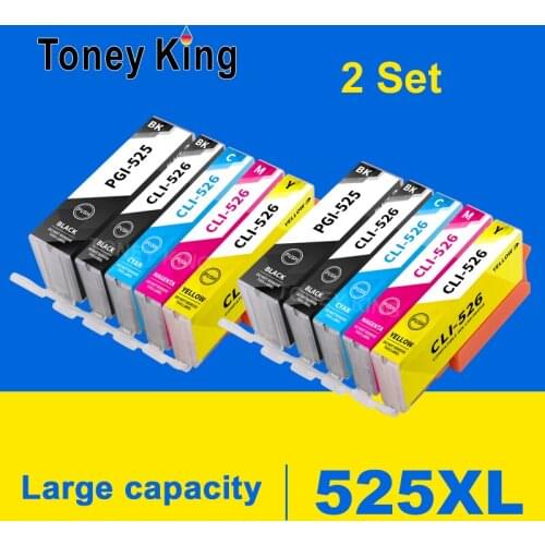 Toney King Compatible PGI 525 CLI 526 ink cartridges for Canon PIXMA IP4850 MG5150 MG5250 MX885 MX895 Printers PGI525 CLI526