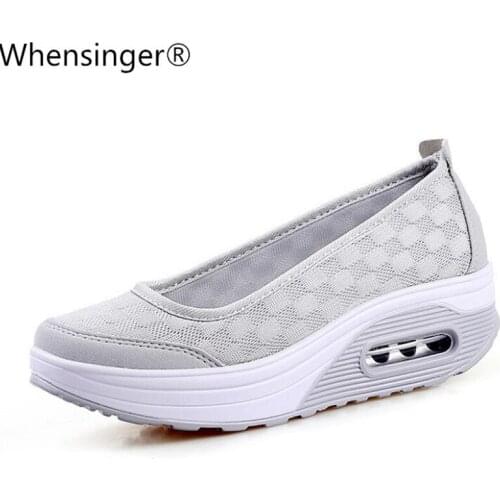 Summer Women Flat Platform Shoes Woman Casual Air Mesh Breathable Shoes Slip On Gray Fabric Shoes zapatos mujer