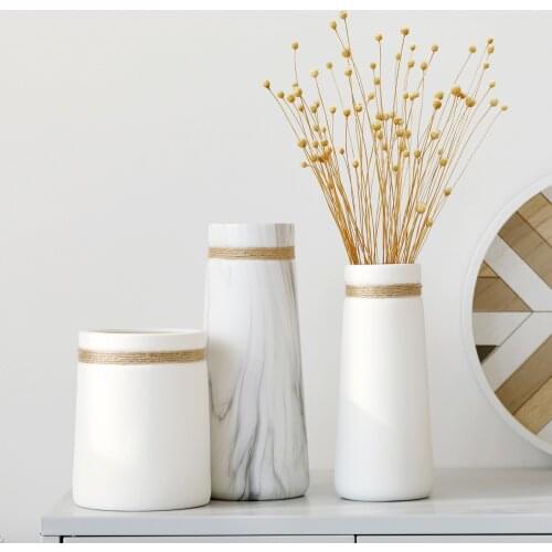 Dried Flowers Vase White Ceramic Living Room Decoration Ornaments Modern Vases For Flowers Pot Arrangements Home Decoration