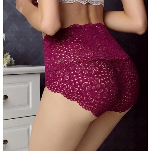 Lingerie 2019 Sexy Lace Panties Women High Waisted Cotton Panties Female Solid Seamless Underpant Culotte Femme Dropshipping c