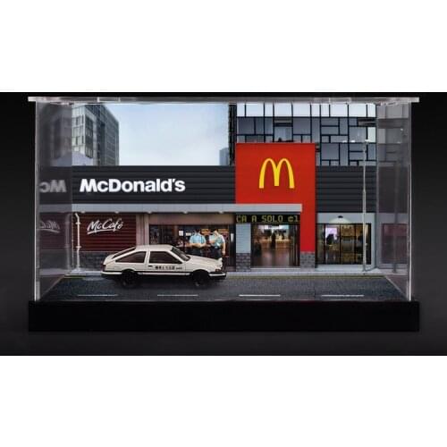 1:64 Car Model Display Box Scene With Light Assembling Dustproof Display Cover Parking Garage Model Doll Ornaments Collection