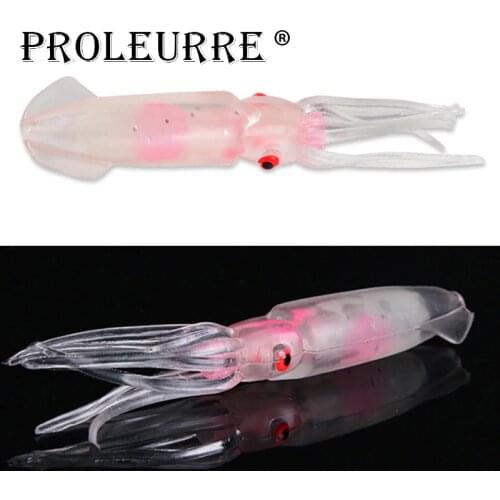 1Pcs 12cm 10cm Fishing Soft Lure Luminous Squid Jig Fishing Tuna Lures Octopus Skirts Sea Fishing Wobblers Bait Lure Leurre
