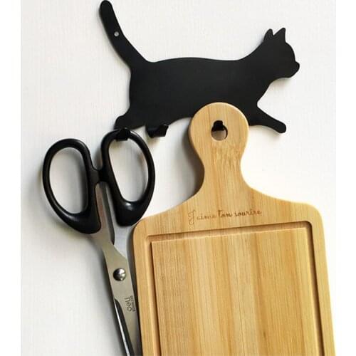 1PC Daily necessities walking cat metal back glue hook no hole and no mark hook stick wall hanging hook