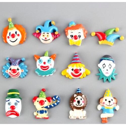 10pcs/lot Hot Sale Kawaii Resin Circus Clown Cabochons Flatback Flat Back Resin Cartoon Clown Cabochon Charms
