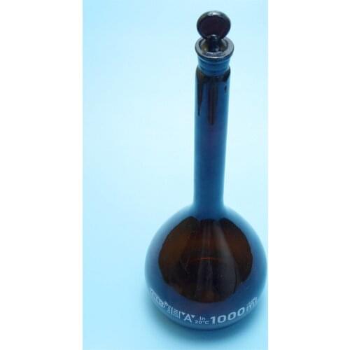 1000ml,Amber Brown Volumetric Flask,1 Litre Lab Glass Bottle,With Stopper
