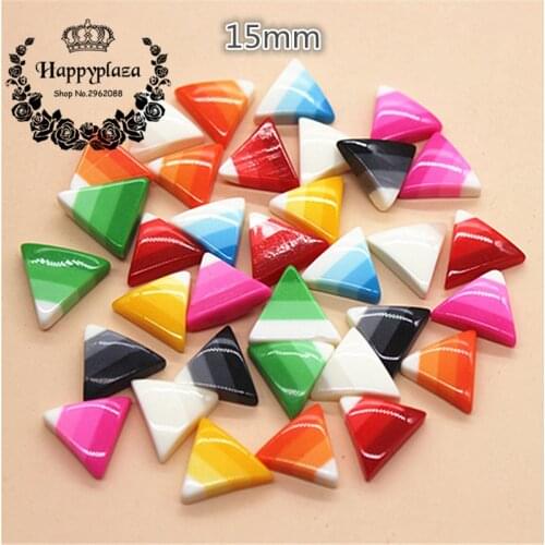 30pcs 15mm Mix Colors Resin Gradual-Color Strip Triangle Flatback Cabochon DIY Craft Scapbooking
