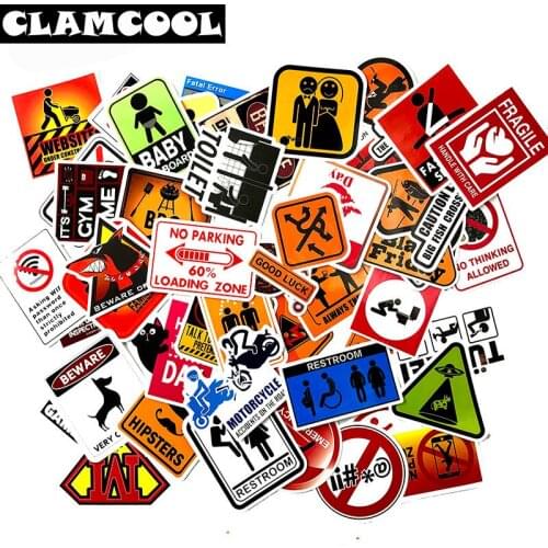 50Pcs Strange Warning Sign For Bicycle Door Guitar Toilet Slide Wall Laptop Luggage Motorcycle