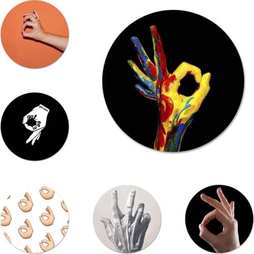 58mm Okay Hand Sign Finger OK Badge Brooch Pin Accessories For Clothes Backpack Decoration gift