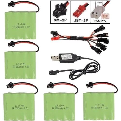 1-5pcs 4.8v 2800mah NI-MH AA Battery Ultra-high capacity upgrade Battery for Electric toys RC car ship robot RC truck