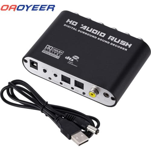 Digital to Analog 5.1 Channel Stereo AC3 Audio Analog Converter Optical SPDIF Coaxial AUX 3.5mm to 6 RCA Sound Decoder Amplifier
