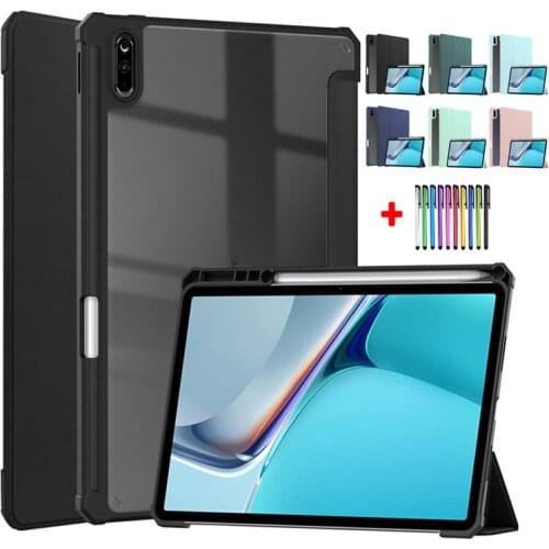 Coque For Huawei Matepad 11 Case With Pencil Holder 2021 10.95 inch Tablet Smart Clear Back Funda For Matepad 11 2021 Cover +Pen