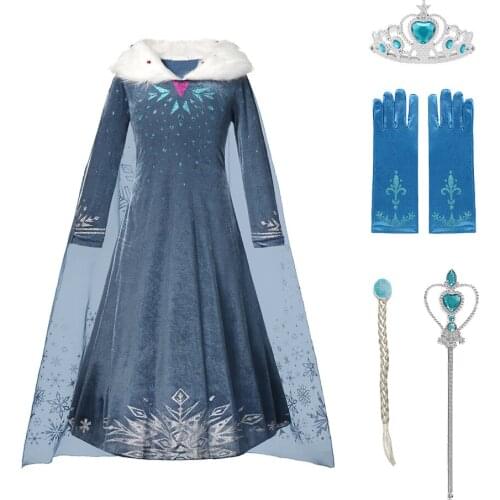 2020 New Cosplay Snow Queen Elsa Dresses for Girls Costume Kids Dresses For Girls Birthday Party Princess Dress Elsa Girls Dress