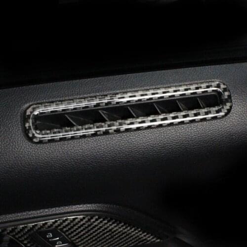 For Ford Mustang Carbon Fiber Car Door Air AC Outlet Vent Molding Cover Trim Sticker 2015 2016 2017 Car Styling Accessories