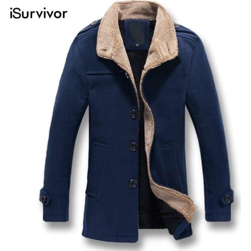 ISurvivor 2021 Men Woolen Blends Overcoats Jackets and Coats Jaqueta Masculina Male Casual Fashion Slim Fitted Jackets Hombre