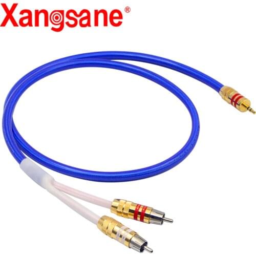 Xangsane Hifi 3.5mm to 2RCA Cable Hi-end 4 core oxygen-free copper Silver-plated 3.5 Aux to Dual RCA Audio Cable